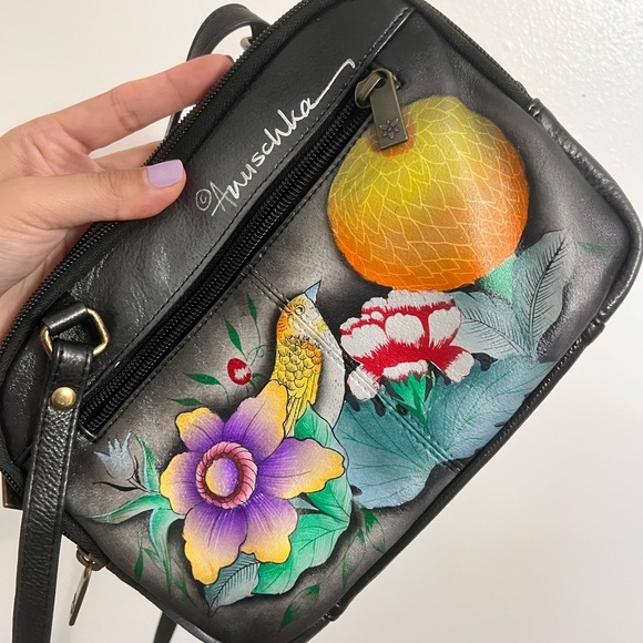 Anuschka Bag Vintage hand painted Bouquet Birds Flowers crossbody - Picture 13 of 16